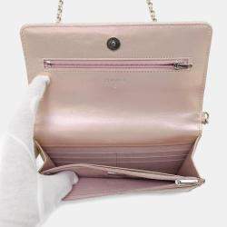 Pre Owned Chanel Chain Wallet Matelasse Coco Mark Lambskin