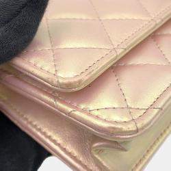 Pre Owned Chanel Chain Wallet Matelasse Coco Mark Lambskin