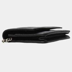 Pre Owned Chanel Classic Chain Wallet Matelasse Caviar Leather Black