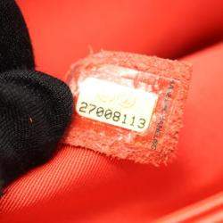 Pre Owned Chanel Boy Chanel Chevron V-Stitch Shoulder Bag In Lambskin Leather Red
