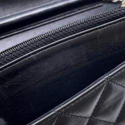 Pre Owned Chanel Chain Wallet Classic Matelasse Coco Mark Lambskin Black