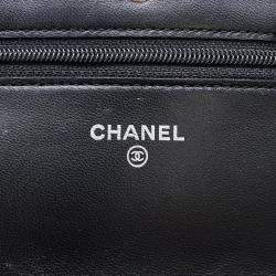 Pre Owned Chanel Chain Wallet Classic Matelasse Coco Mark Lambskin Black