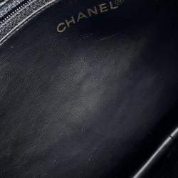 Pre Owned Chanel Chain Tote Bag With Triple Coco Mark And Caviar Leather Double Black