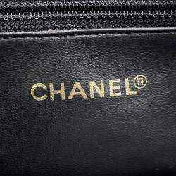 Pre Owned Chanel Chain Tote Bag With Triple Coco Mark And Caviar Leather Double Black