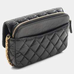 Pre Owned Chanel 2.55 Matelasse Shoulder Bag In Calfskin Leather Black