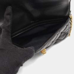 Pre Owned Chanel 2.55 Matelasse Shoulder Bag In Calfskin Leather Black
