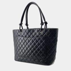 Pre Owned Chanel Tote Bag Cambon Line Large Coco Mark Leather Black