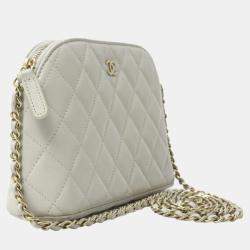 Pre Owned Chanel Matelasse Chain Shoulder Bag In Caviar Leather Gray
