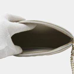 Pre Owned Chanel Matelasse Chain Shoulder Bag In Caviar Leather Gray