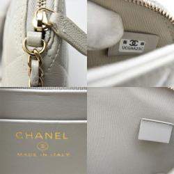 Pre Owned Chanel Matelasse Chain Shoulder Bag In Caviar Leather Gray