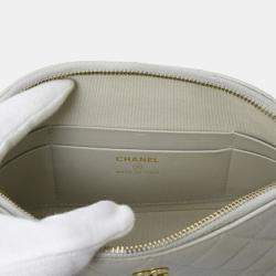Pre Owned Chanel Matelasse Chain Shoulder Bag In Caviar Leather Gray