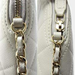 Pre Owned Chanel Matelasse Chain Shoulder Bag In Caviar Leather Gray