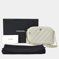 Pre Owned Chanel Matelasse Chain Shoulder Bag In Caviar Leather Gray