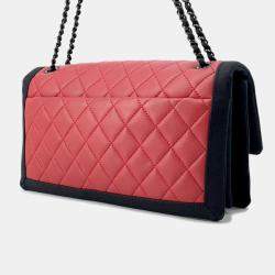 Pre Owned Chanel Chain Shoulder Bag Matelasse Lambskin Nylon Black