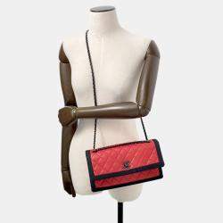 Pre Owned Chanel Chain Shoulder Bag Matelasse Lambskin Nylon Black
