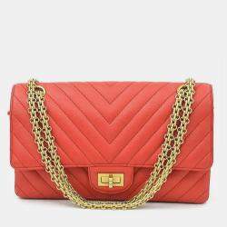 Pre Owned Chanel 2.55 Red Leather Shoulder Bag