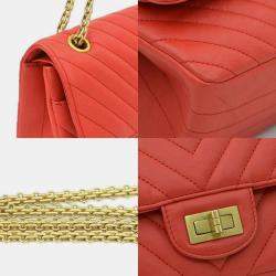 Pre Owned Chanel 2.55 Red Leather Shoulder Bag