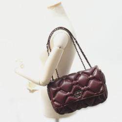 Pre Owned Chanel Bordeaux Bubble Quilted Matelasse Lambskin Shoulder Bag