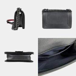 Pre Owned Chanel Boy Chanel Shoulder Bag In Metallic Gray Leather