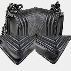 Pre Owned Chanel Boy Chanel Shoulder Bag In Metallic Gray Leather