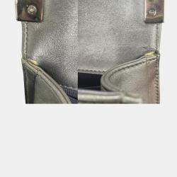 Pre Owned Chanel Boy Chanel Shoulder Bag In Metallic Gray Leather