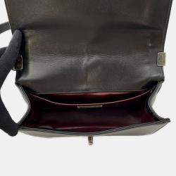 Pre Owned Chanel Boy Chain Shoulder Bag With Coco Mark Caviar Skin Black