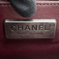 Pre Owned Chanel Boy Chain Shoulder Bag With Coco Mark Caviar Skin Black