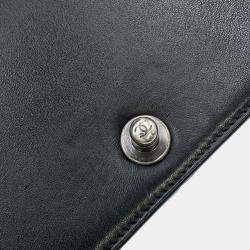 Pre Owned Chanel Boy Chain Shoulder Bag With Coco Mark Caviar Skin Black