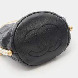 Pre Owned Chanel Matelasse Shoulder Bag Lambskin Leather Black