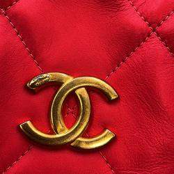 Pre Owned Chanel Pink Matelasse Coco Mark Bowling Bag In Calfskin Leather