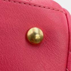 Pre Owned Chanel Pink Matelasse Coco Mark Bowling Bag In Calfskin Leather