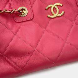 Pre Owned Chanel Pink Matelasse Coco Mark Bowling Bag In Calfskin Leather