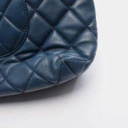 Pre Owned Chanel Matelasse Tote Bag Lambskin Leather Blue