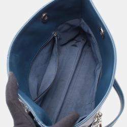 Pre Owned Chanel Matelasse Tote Bag Lambskin Leather Blue
