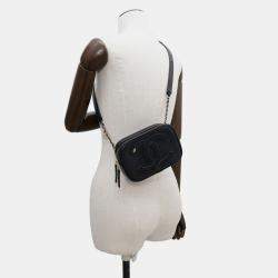 Pre Owned Chanel Body Bag Coco Mark Lambskin Chanel Waist Black