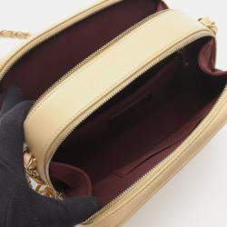 Pre Owned Chanel Coco Boy Camera Bag Shoulder In Lambskin Leather Gold