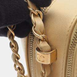 Pre Owned Chanel Coco Boy Camera Bag Shoulder In Lambskin Leather Gold