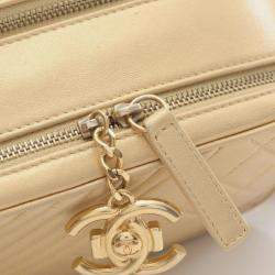 Pre Owned Chanel Coco Boy Camera Bag Shoulder In Lambskin Leather Gold