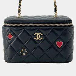 Pre Owned Chanel Black Lambskin Coco Casino Vanity Case
