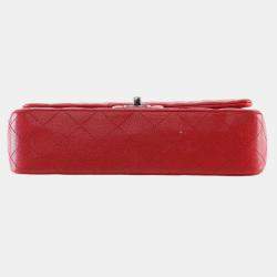 Pre Owned Chanel Red Medium Classic Caviar Double Flap