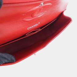 Pre Owned Chanel Red Medium Classic Caviar Double Flap