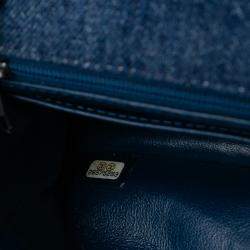 Pre Owned Chanel Blue Mini Rectangular Classic Denim Braided Single Flap
