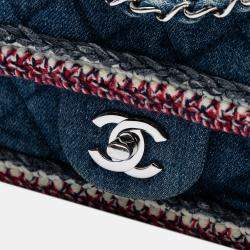 Pre Owned Chanel Blue Mini Rectangular Classic Denim Braided Single Flap
