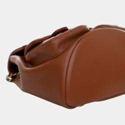 Pre Owned Chanel Brown Small Quilted Calfskin Duma Pockets Drawstring Backpack