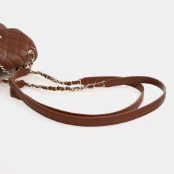 Pre Owned Chanel Brown Small Quilted Calfskin Duma Pockets Drawstring Backpack
