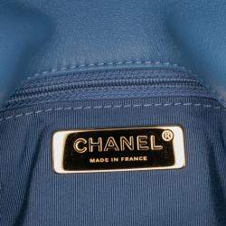 Pre Owned Chanel Blue Medium Lambskin 19 Flap