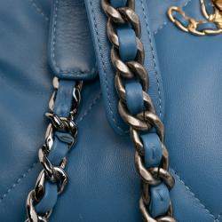 Pre Owned Chanel Blue Medium Lambskin 19 Flap