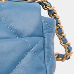 Pre Owned Chanel Blue Medium Lambskin 19 Flap