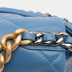 Pre Owned Chanel Blue Medium Lambskin 19 Flap