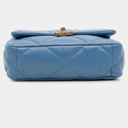 Pre Owned Chanel Blue Medium Lambskin 19 Flap